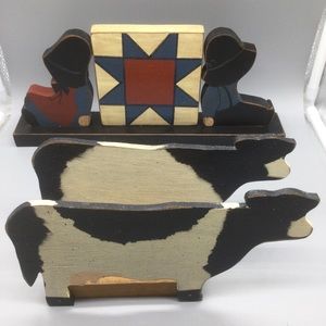 Cow Letter / Napkin Holder & Shelf Top Decor,set 2